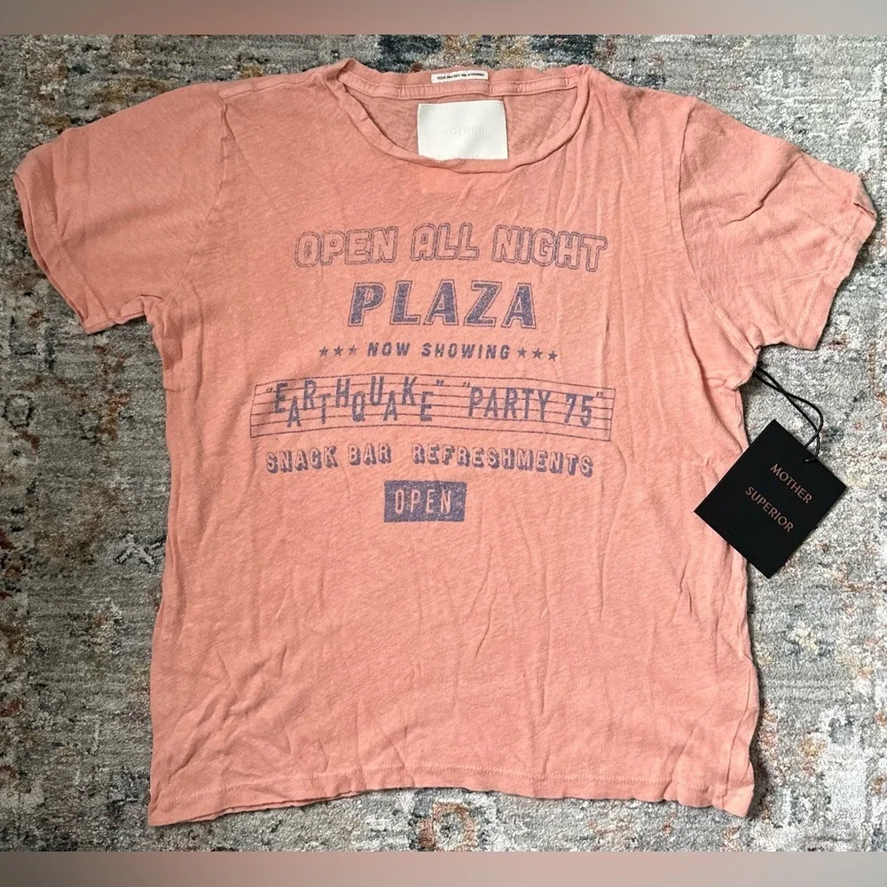 MOTHER The Itty Bitty Sinful Tee Movie Night Pink Graphic Tee M NWT - Picture 7 of 7